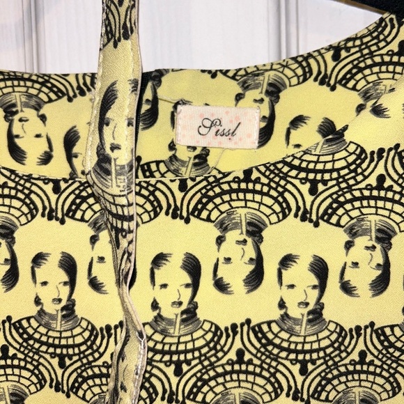 Yellow and black mini 60s dress with belt - Picture 3 of 7